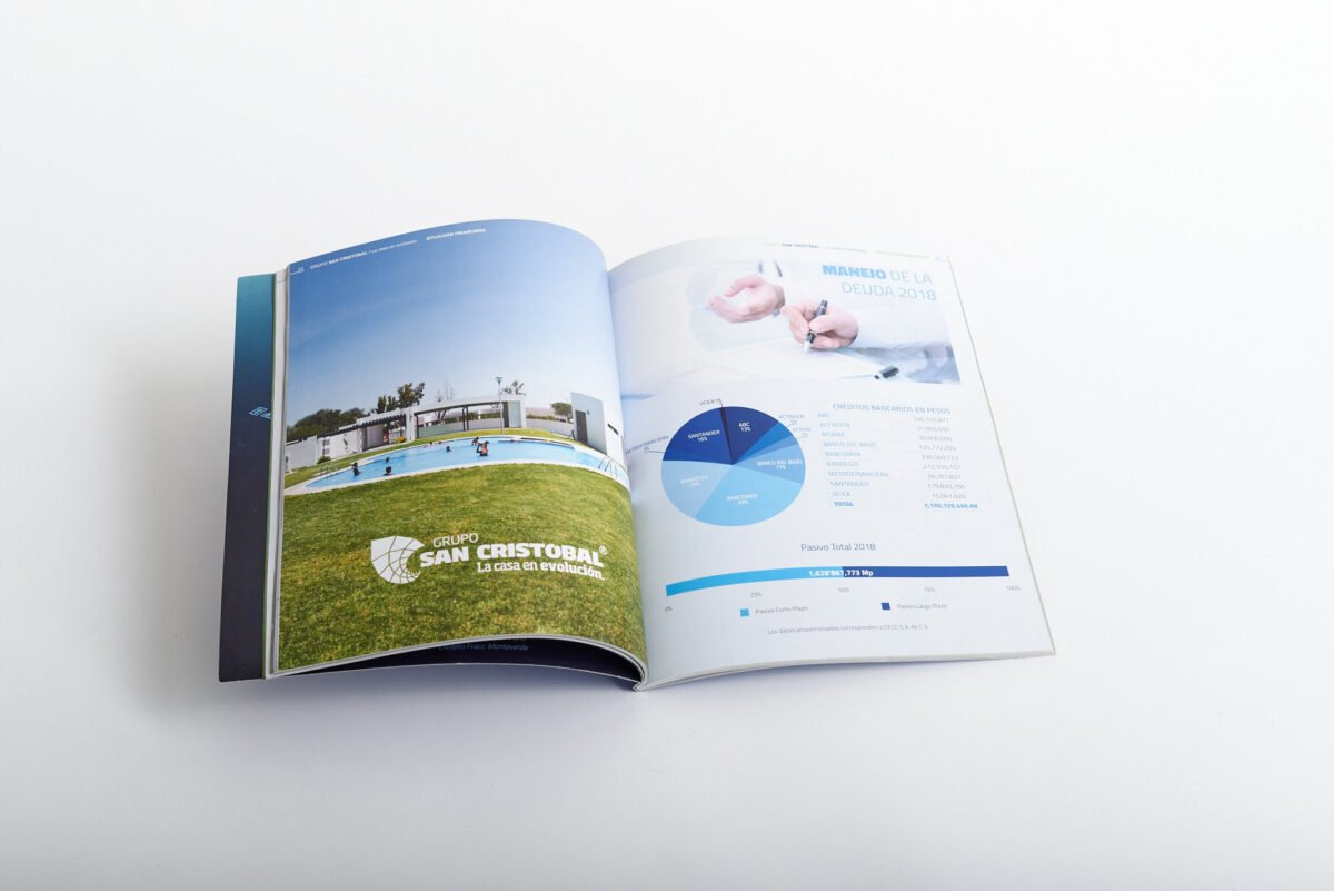 Informe tipo libro pasta blanda con barniz