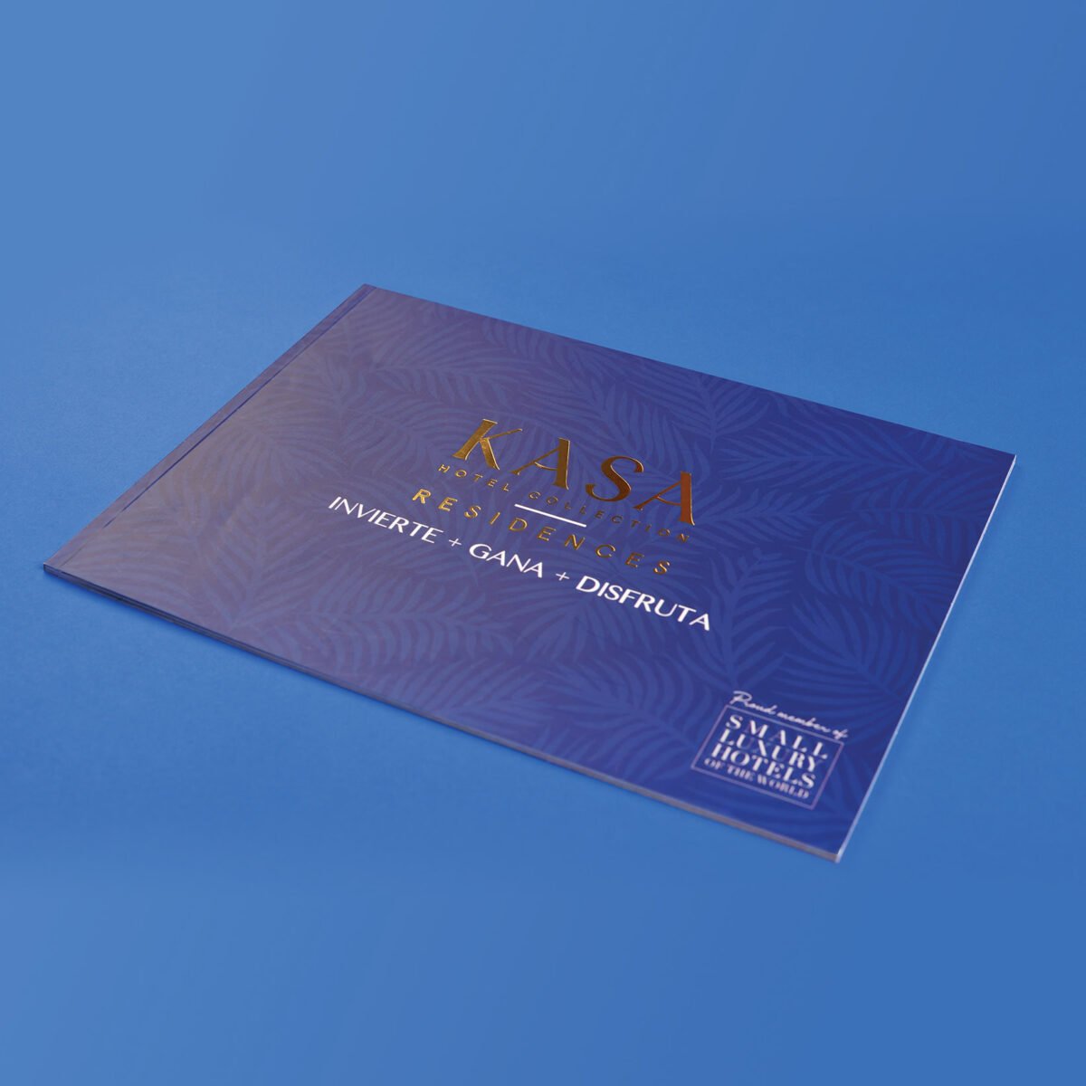 Muestrario tipo libro pasta blanda con hotstamping