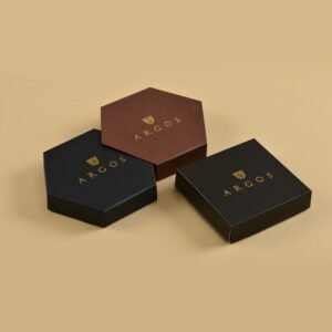 Caja deslizable hexagonal con hot stamping